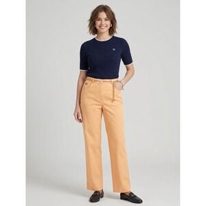 St John Sport Marie Gray Peach Apricot Straight Leg Pants Cotton Blend Size 6